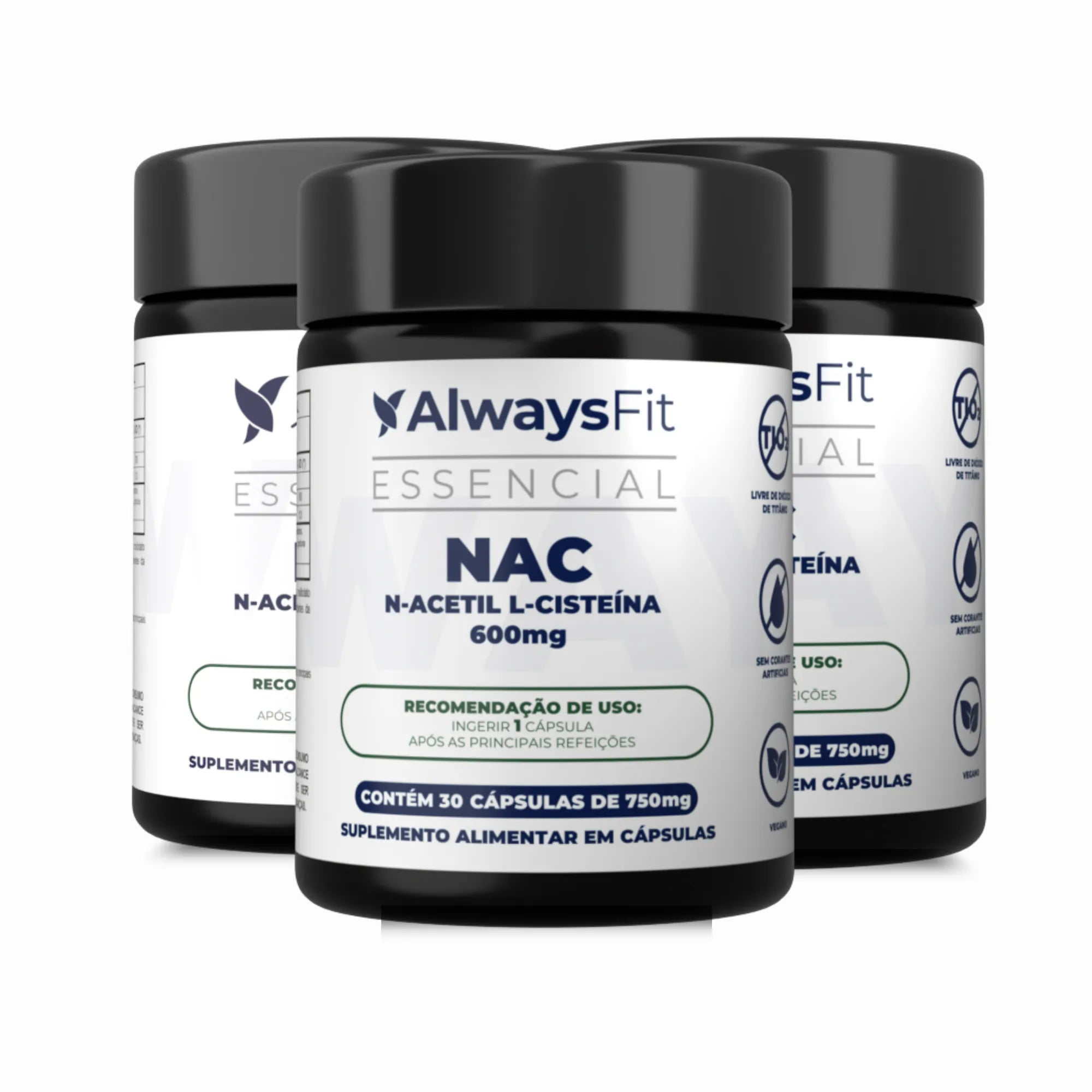 N-Acetil L-Cisteína NAC - 600mg - Precursor da Glutationa - 30 Cápsulas