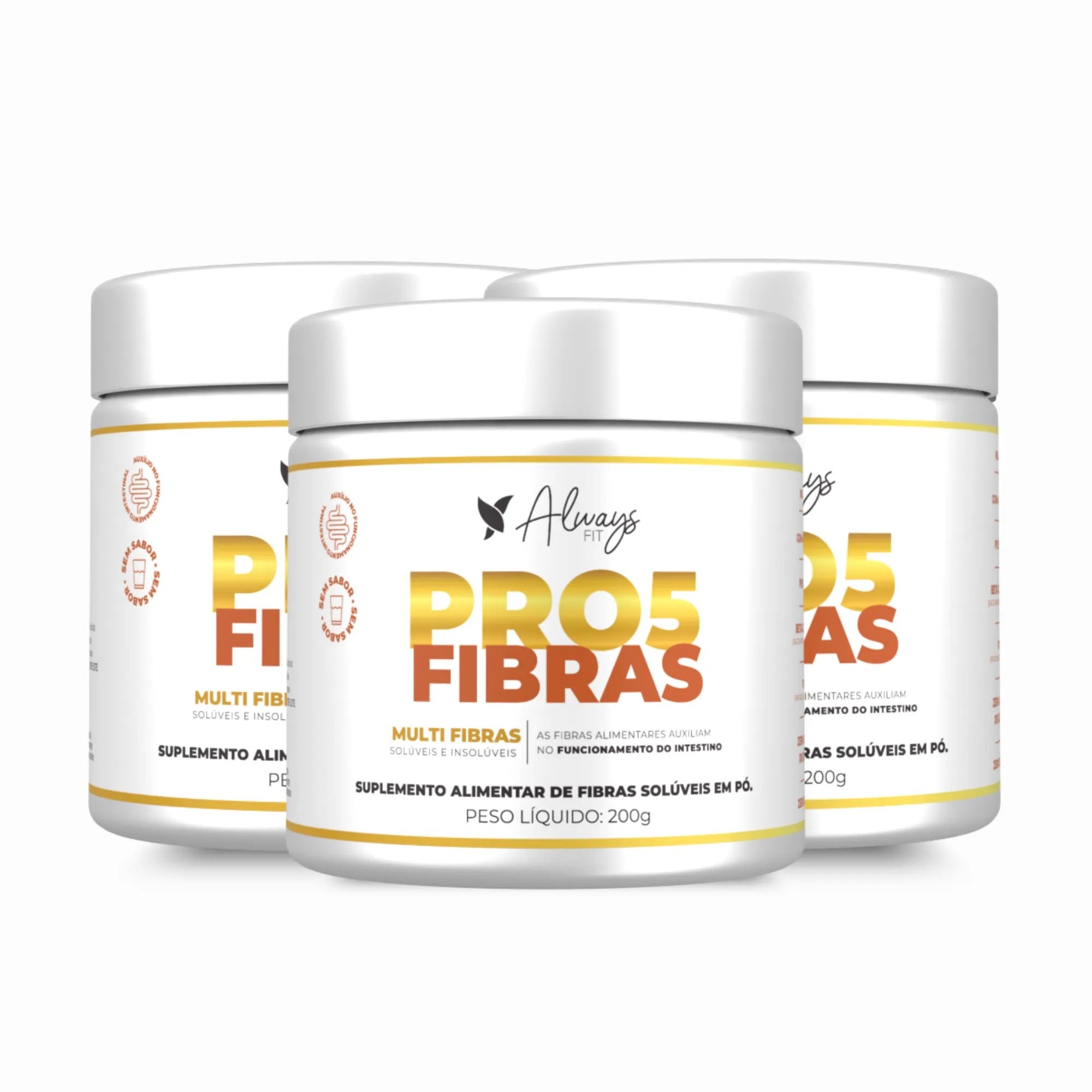 Pro5Fibras - Saúde Intestinal - Inulina, Goma Acácia, Psyllium, Beta Glucana e FOS